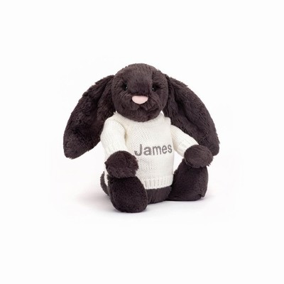 Jellycat Bashful Inky Bunny with Cream Jumper Australia | 012873JYS